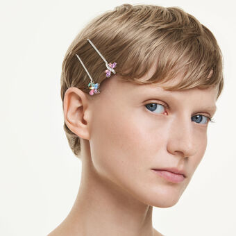 ariana grande x swarovski hair pin  mixed cuts  dragonfly  flower  multicolored  rhodium plated