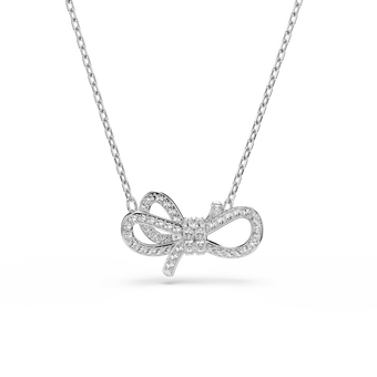 swarovski lifelong pendant  pav   bow  white  rhodium plated