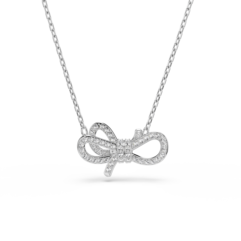 swarovski lifelong pendant  pav   bow  white  rhodium plated