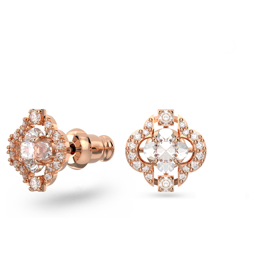 swarovski sparkling dance set  mixed cuts  clover  white  rose gold tone plated