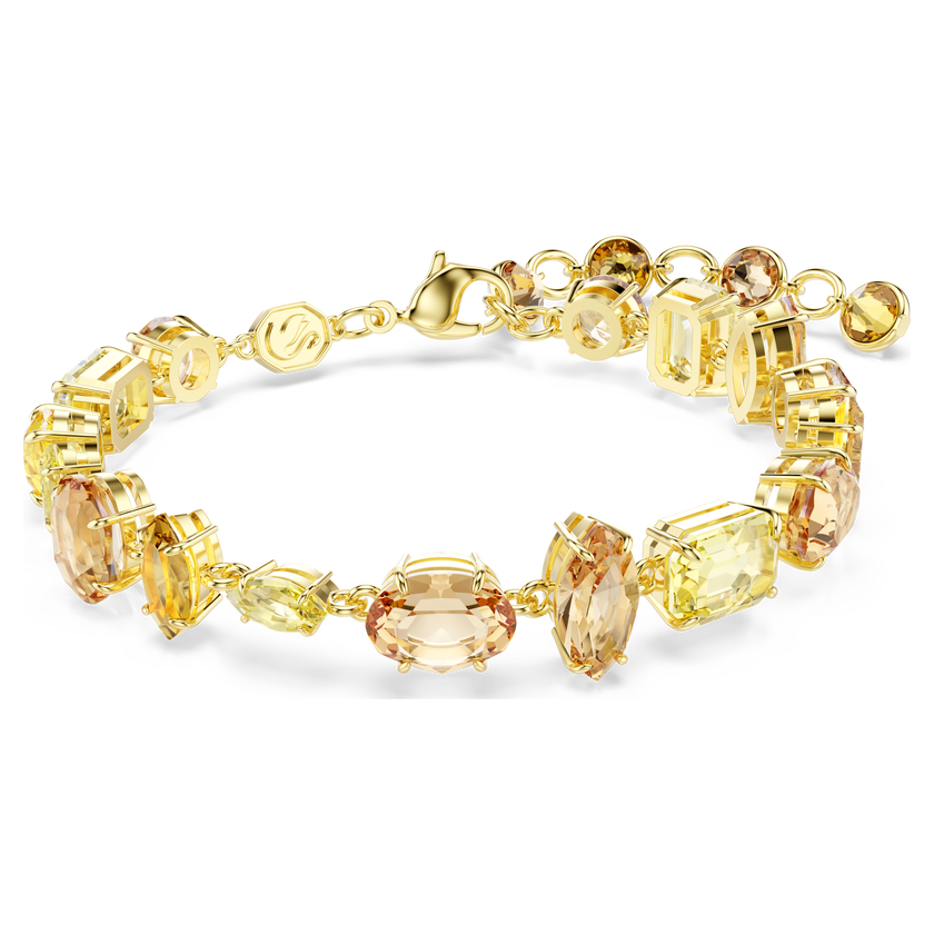 swarovski gema bracelet  mixed cuts  yellow  gold tone plated
