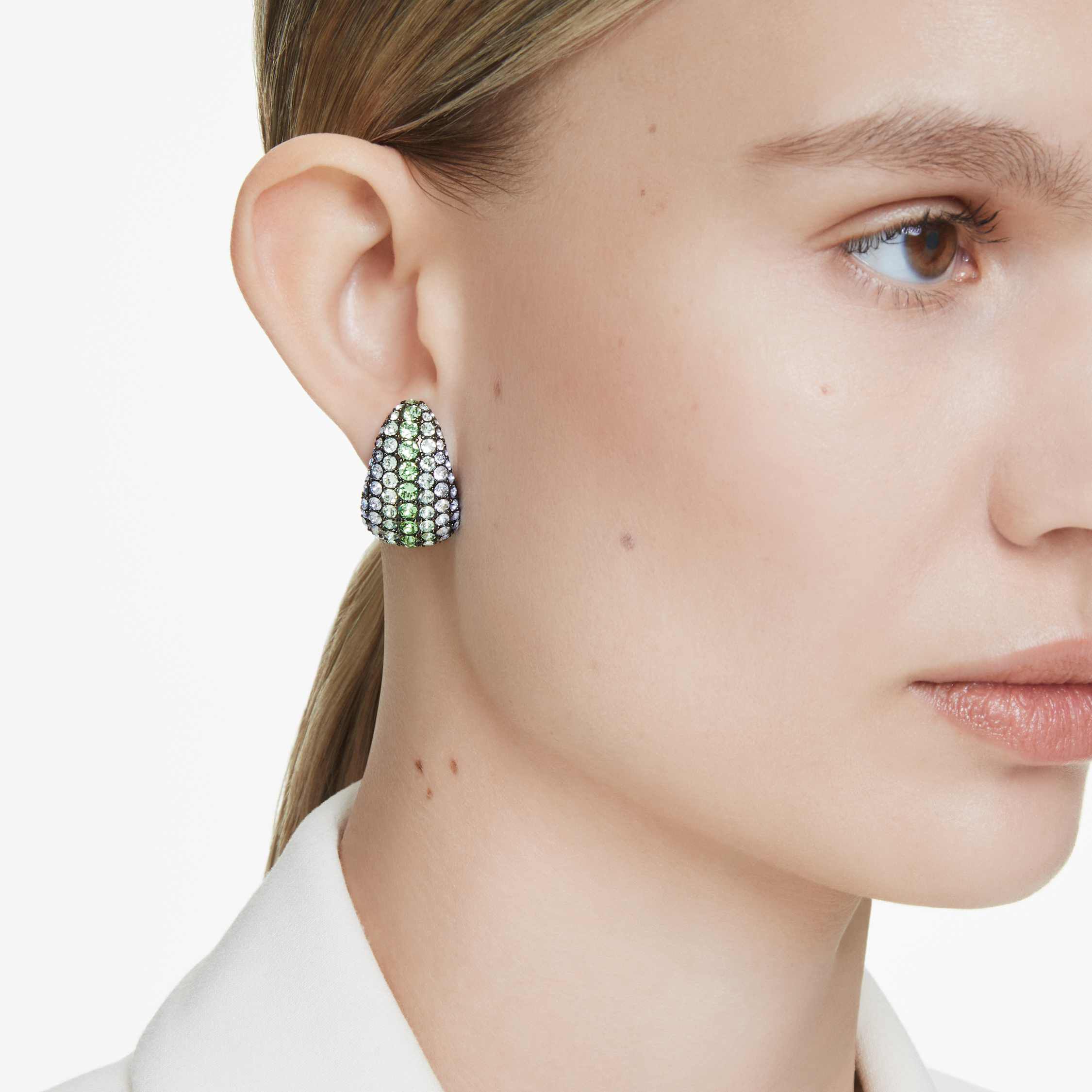 ピアス SWAROVSKI Sublima rhodium drop earrings 5666157 Luna drop earrings, Moon, White, Rhodium plated | Swarovski