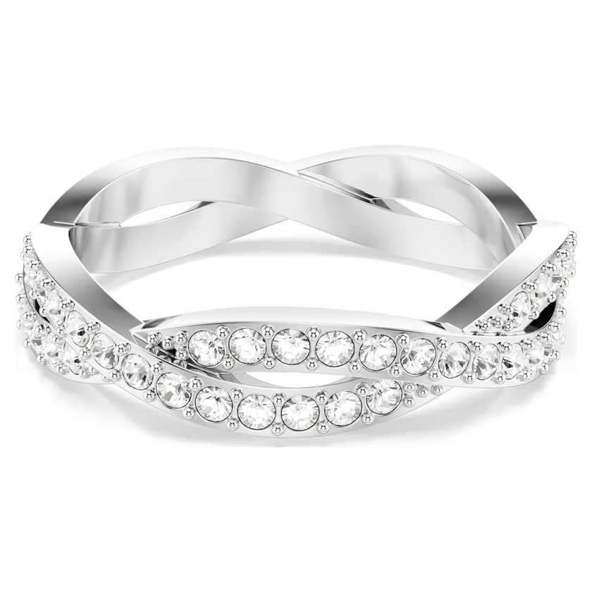 swarovski infinity ring  round cut  white  rhodium plated