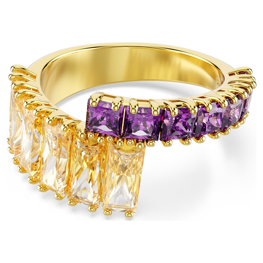 swarovski matrix ring  mixed cuts  multicolored  gold tone plated