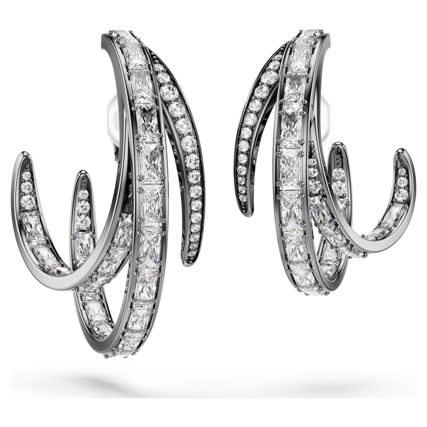 swarovski the vienna collection ear cuff set  3   feather  white  ruthenium plated