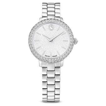 swarovski watch swiss made metal bracelet silver tone stainless steel