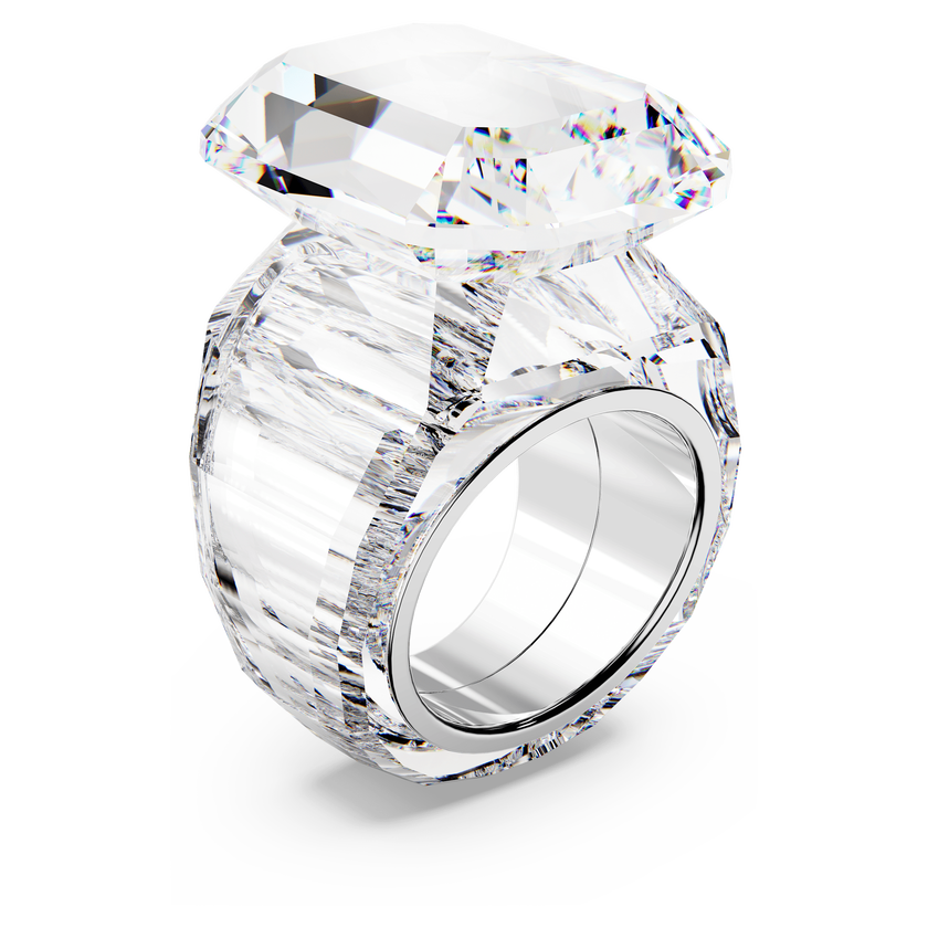 swarovski lucent cocktail ring  octagon cut  white