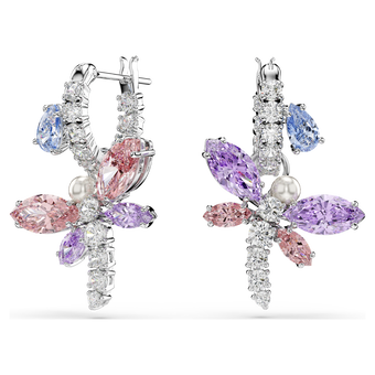 ariana grande x swarovski drop earrings  mixed cuts  dragonfly  multicolored  rhodium plated