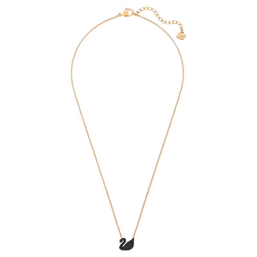 swarovski iconic swan pendant  small  black  rose gold plated