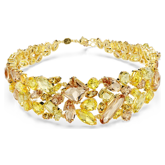 swarovski gema choker mixed cuts yellow gold tone plated