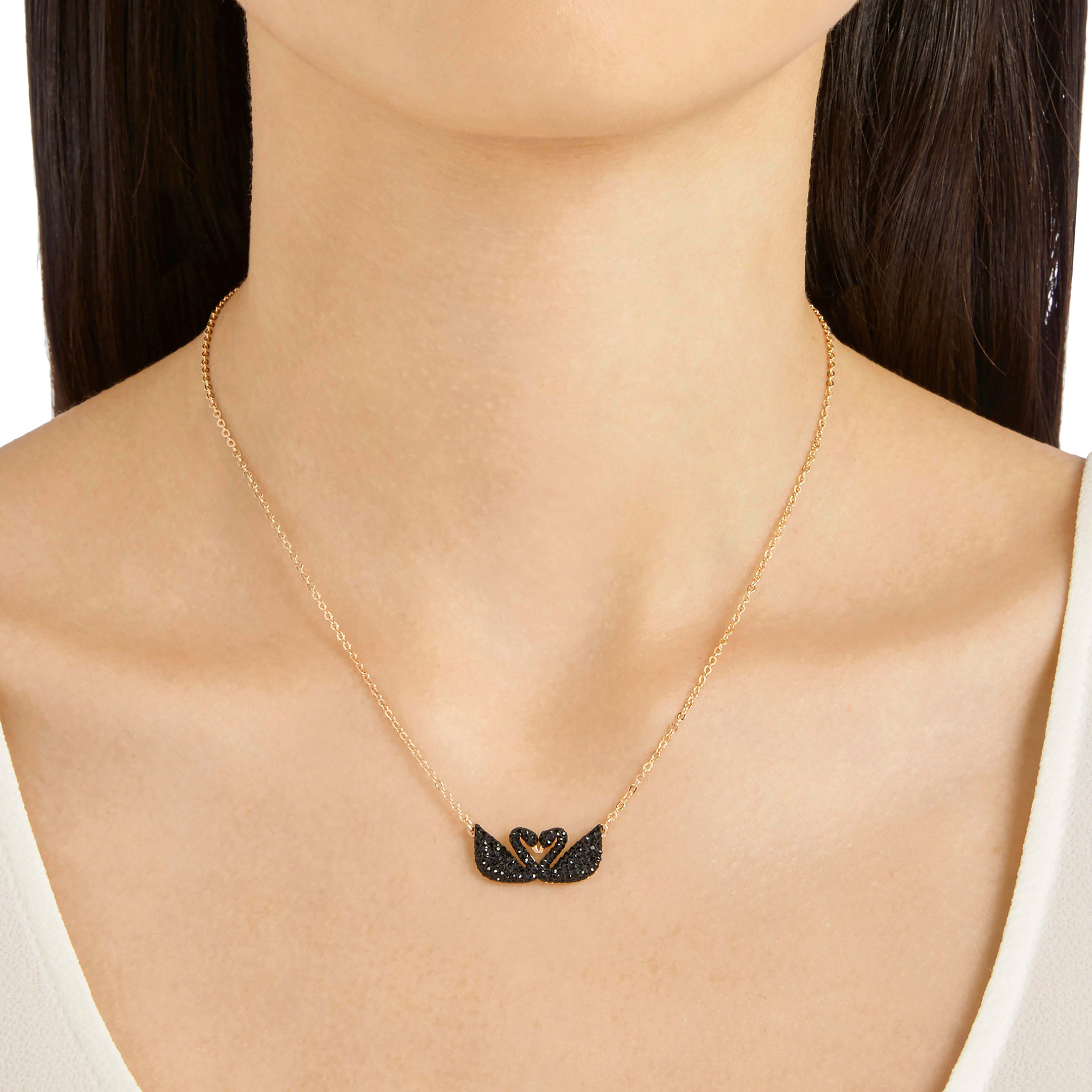 Swarovski black new arrivals swan necklace price