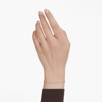 swarovski matrix tennis bracelet  round cut  white  gold tone plated