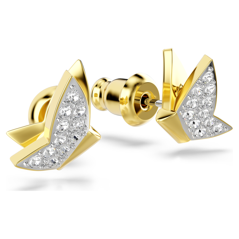 swarovski idyllia lilia stud earrings  butterfly  white  gold tone plated