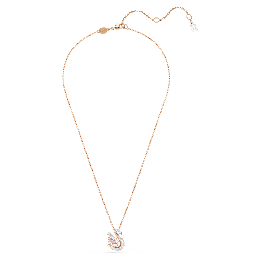 swarovski swan pendant  mixed cuts  swan  pink
