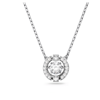 swarovski una necklace  round cut  white  rhodium plated