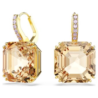 swarovski millenia drop earrings  mixed cuts  caramel  gold tone plated