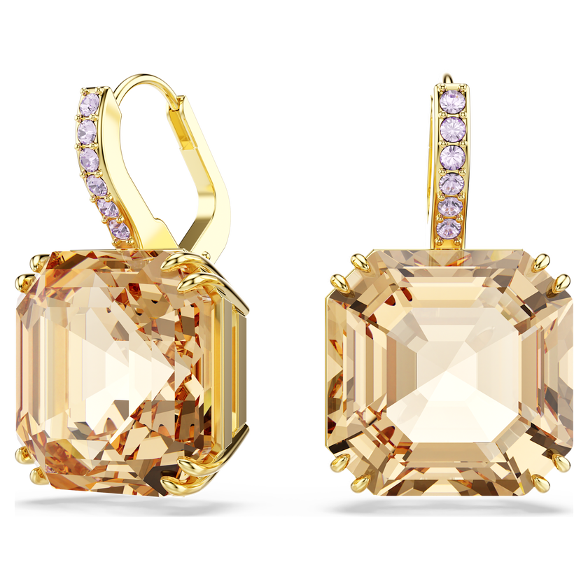 swarovski millenia drop earrings  mixed cuts  caramel  18k gold finish