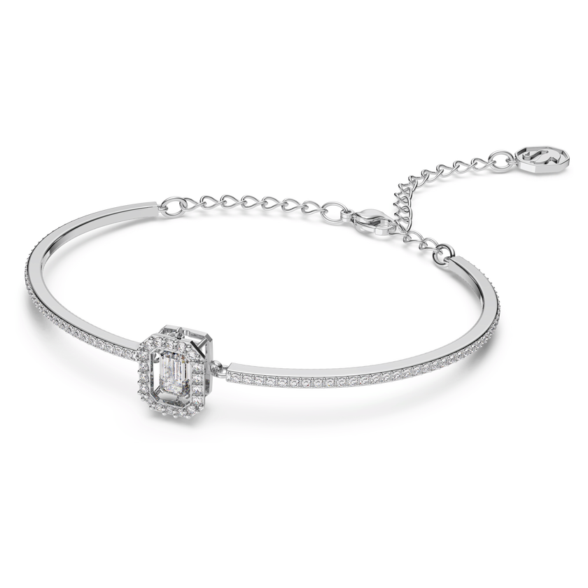 swarovski una bangle  octagon cut  pav   white  rhodium plated