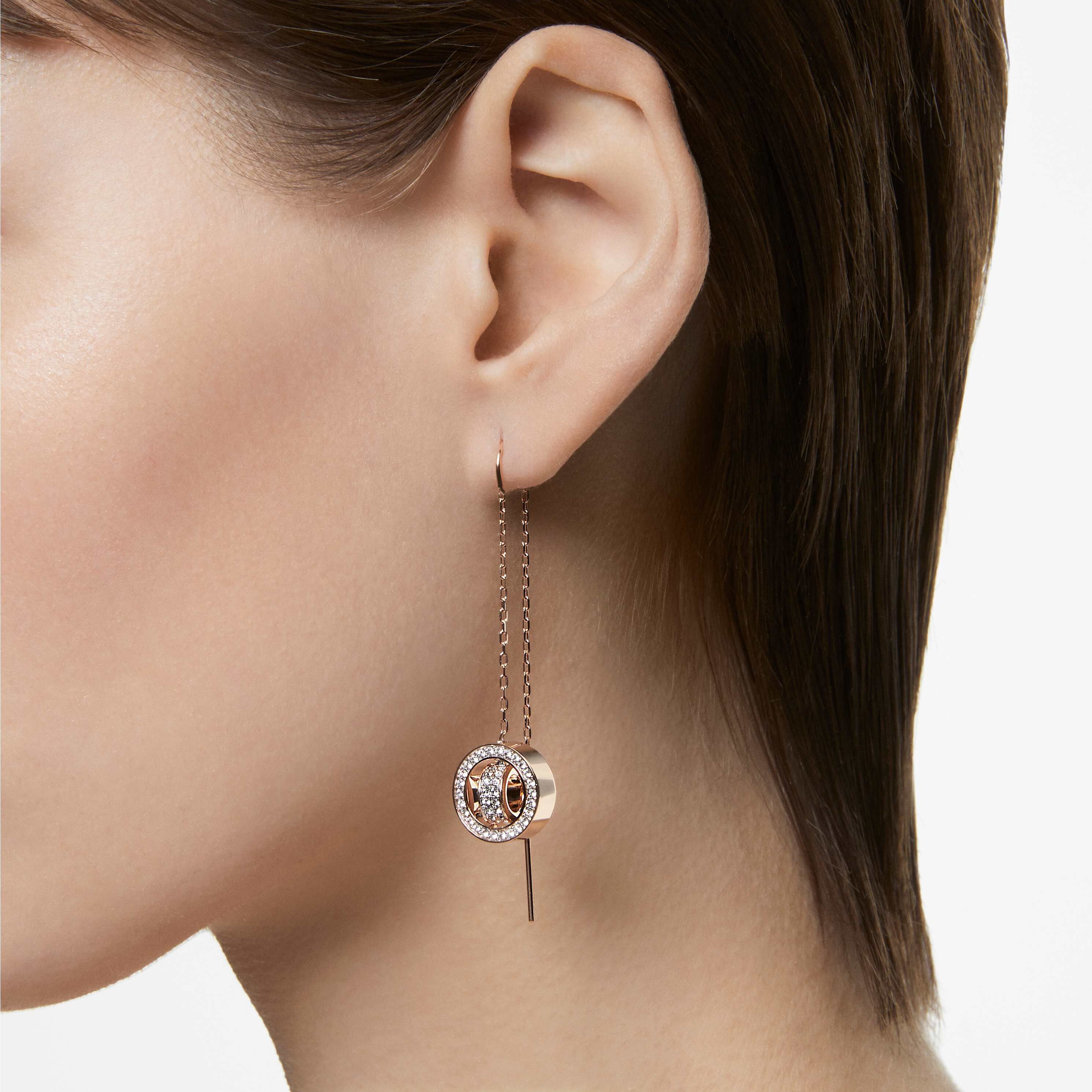 Buy Swarovski Hollow drop earrings Long White Rose gold tone plated