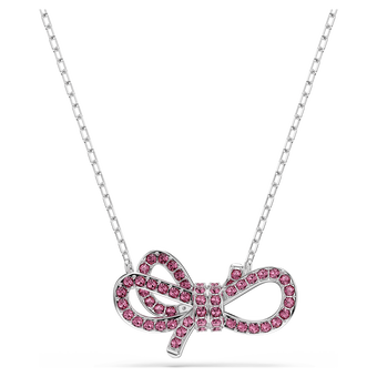 swarovski lifelong bow pendant  bow  pink  rhodium plated