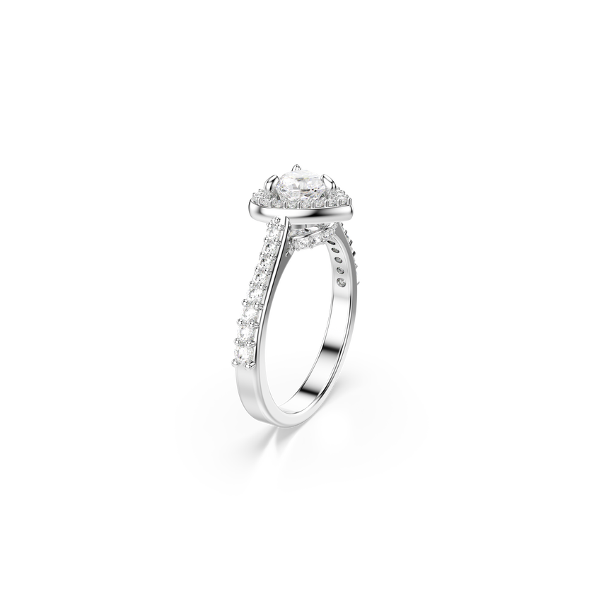 swarovski una angelic motif ring  mixed cuts  heart  white  rhodium plated