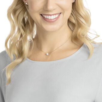 swarovski attract set  round cut  white  rose gold tone plated