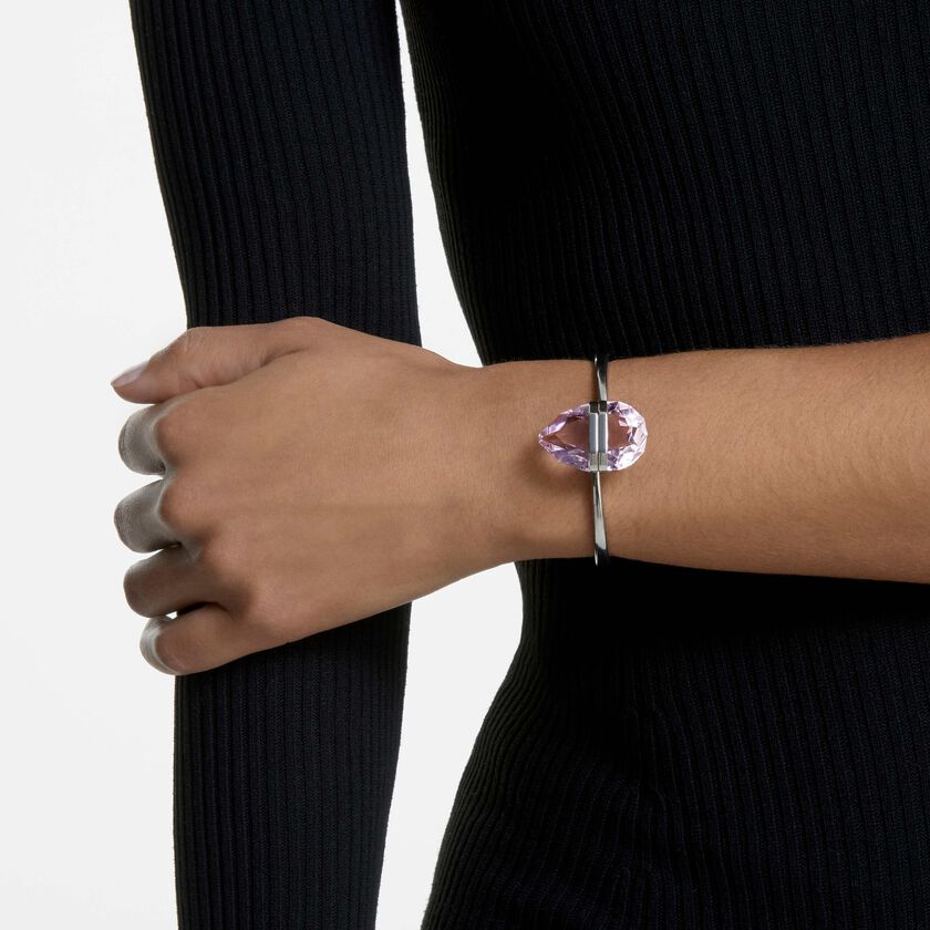 swarovski lucent bangle  magnetic  pink  rhodium plated