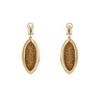 Evil Eye Drop Clip Earrings, Small, Brown, Gold-tone plated