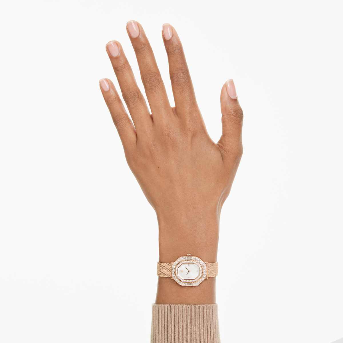 swarovski matrix octagon watch  metal bracelet  rose gold tone  rose gold tone finish