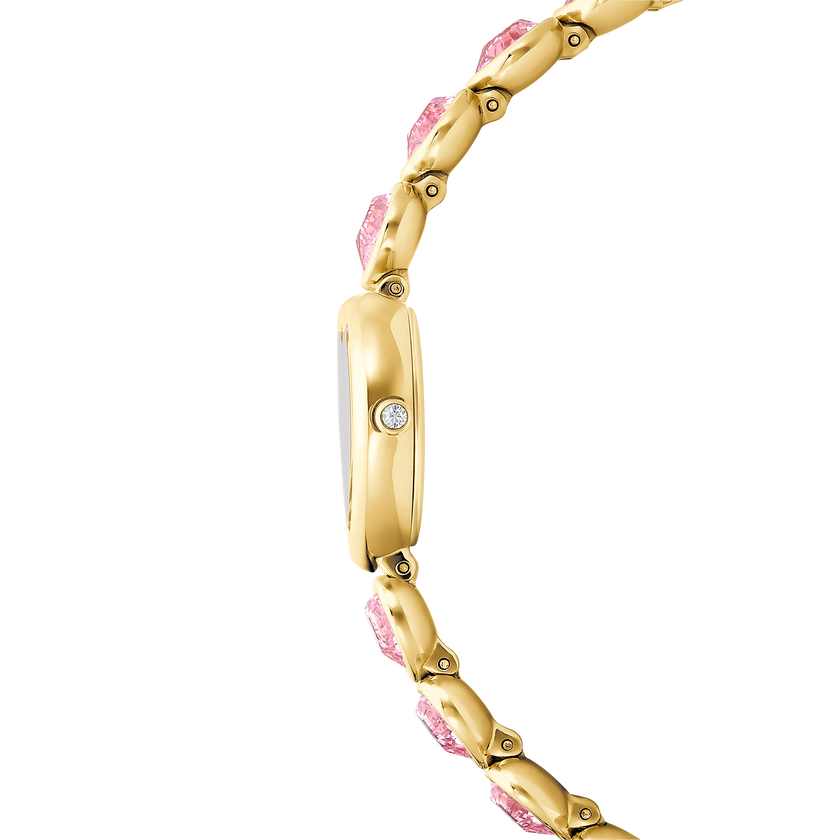 swarovski idyllia heart watch  crystal bracelet  pink  gold tone finish