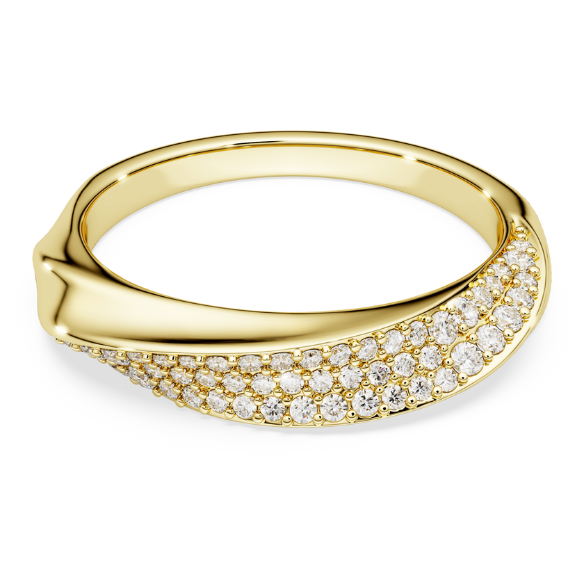 swarovski classica band ring  round cut  white  sterling silver  18k gold finish