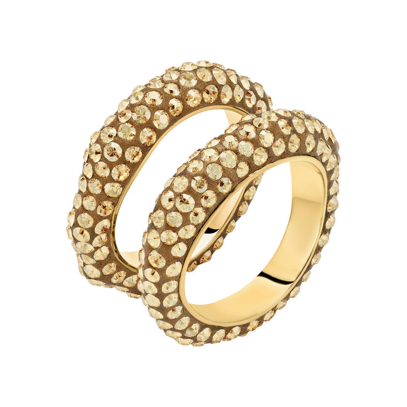 Tigris Stacking Ring, Brown, Gold-tone plated