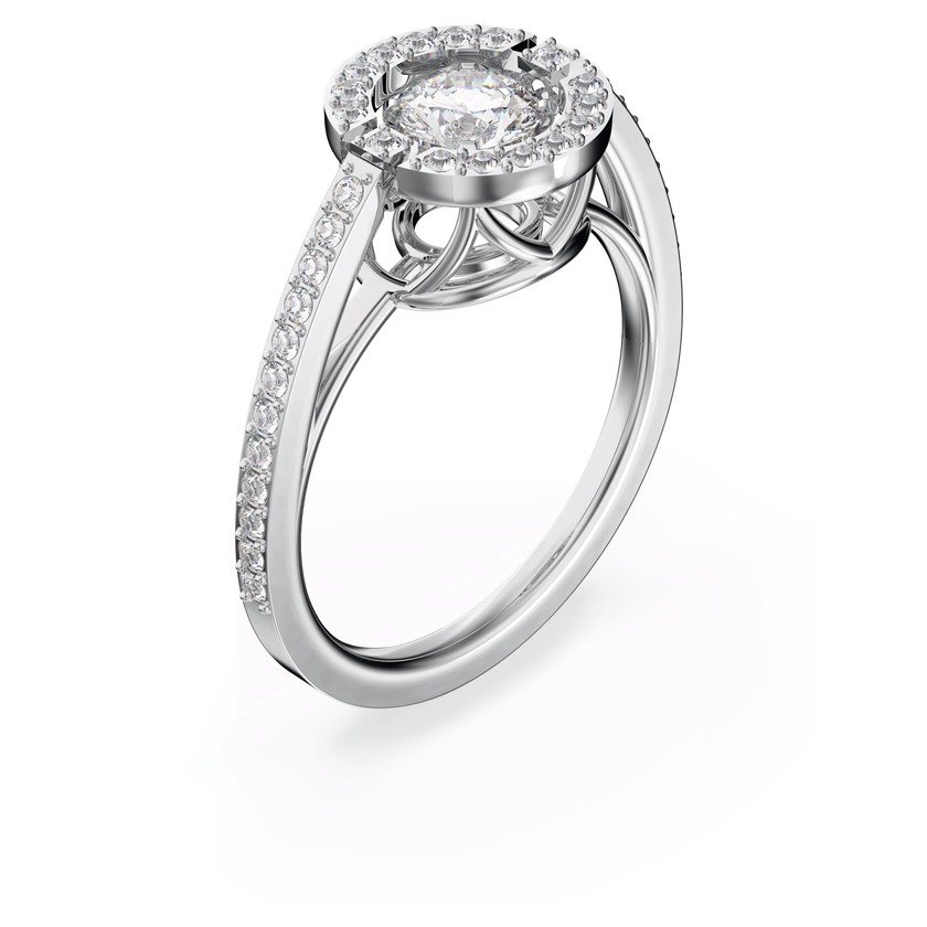 swarovski sparkling dance round ring  white  rhodium plating