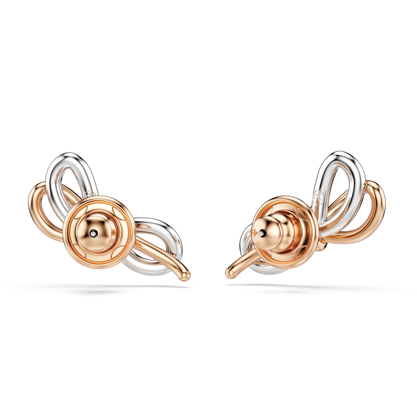 swarovski lifelong stud earrings  pav   bow  white  mixed metal finish
