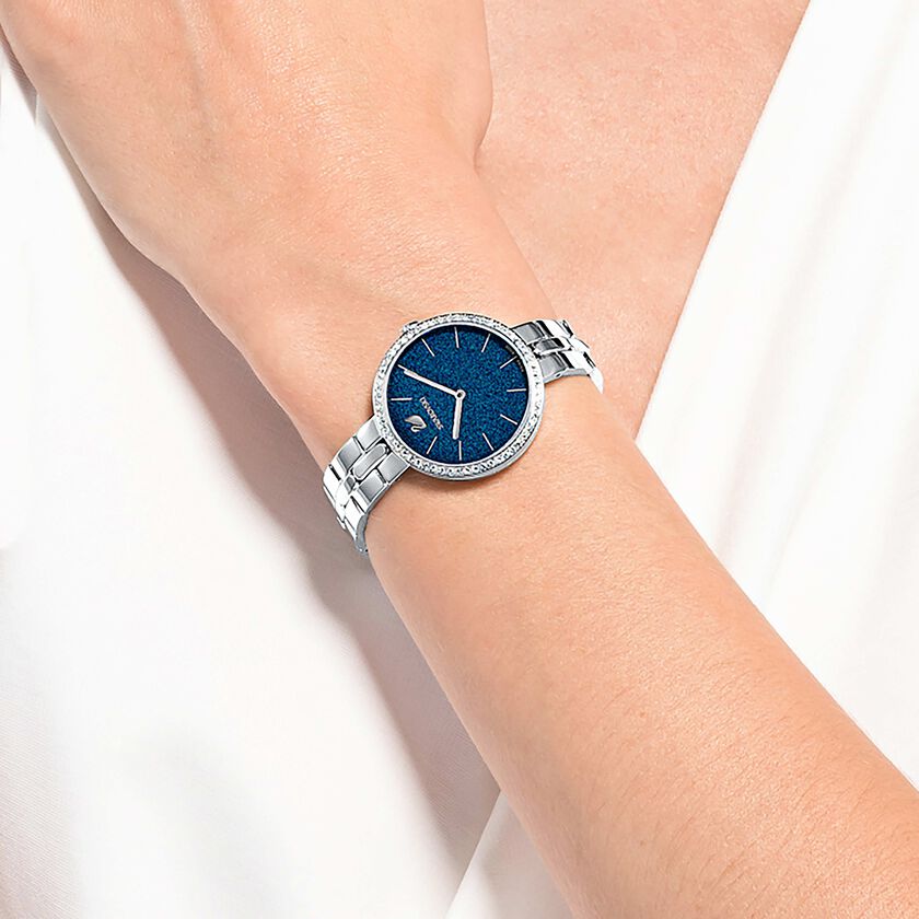 swarovski cosmopolitan watch  metal bracelet  blue  stainless steel