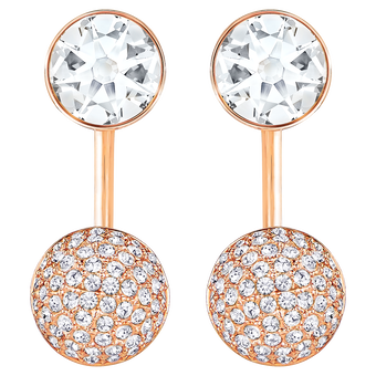 swarovski forward earring jackets  round cut  white  rose gold tone plated