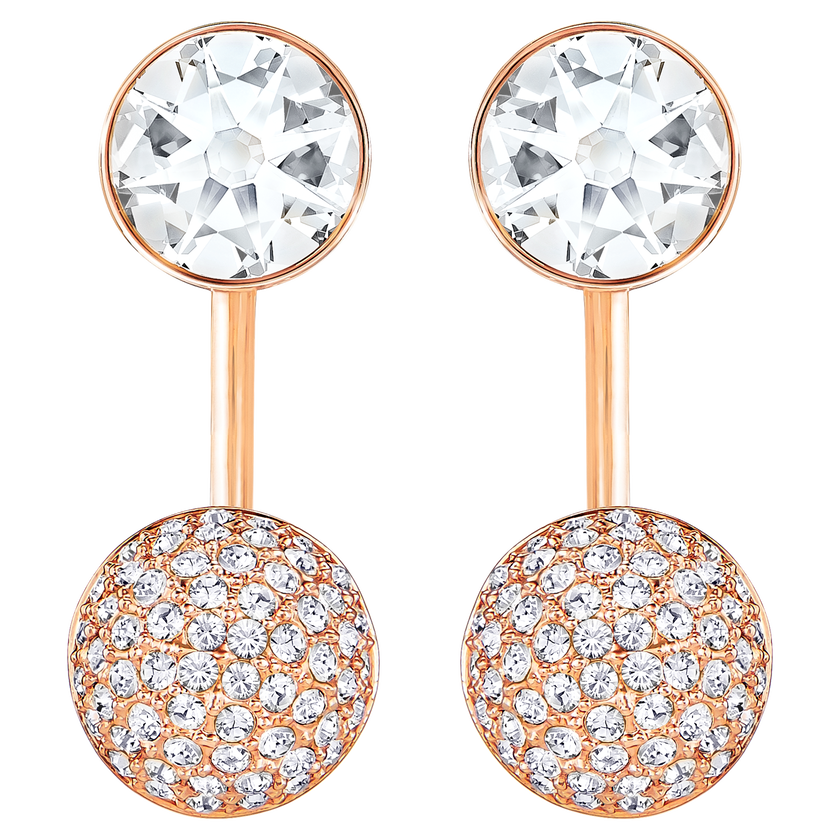 swarovski forward earring jackets  round cut  white  rose gold tone plated