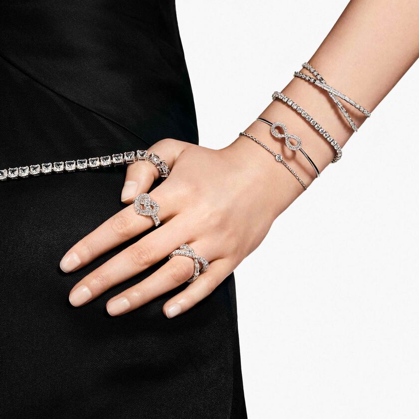 swarovski hyperbola bangle  infinity  white  rhodium plated
