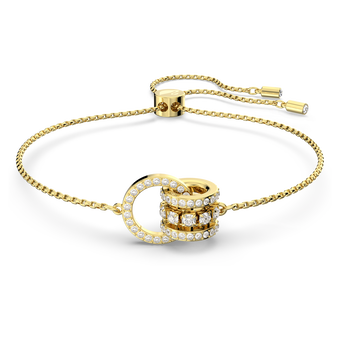 swarovski further bracelet  interlocking loop  white  gold tone plated