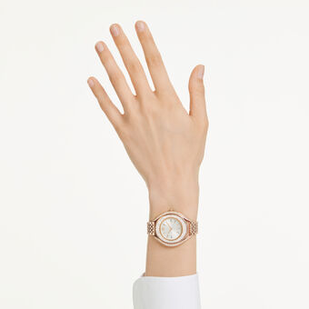 swarovski crystalline aura watch  swiss made  metal bracelet  rose gold tone  rose gold tone finish