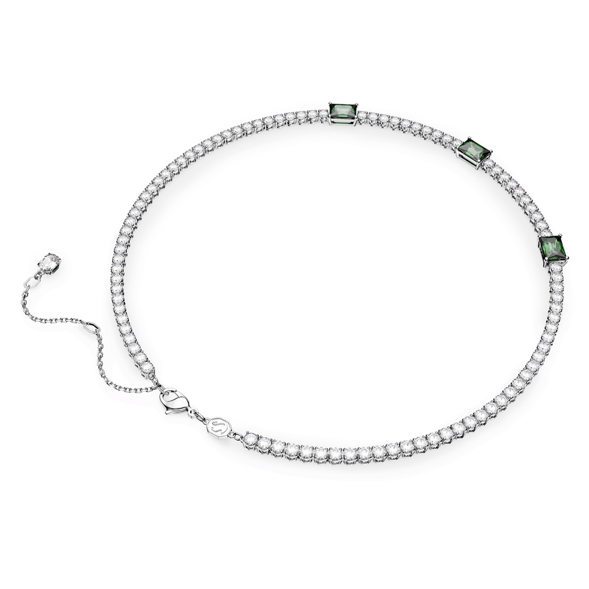 swarovski matrix tennis necklace  mixed cuts  green  rhodium plated