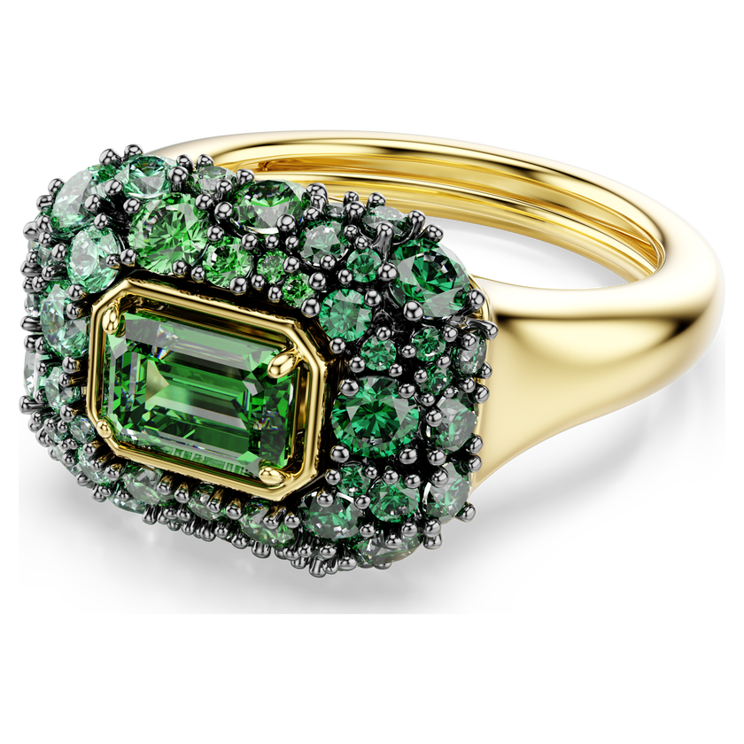 swarovski sublima cocktail ring  octagon cut  green  18k gold finish