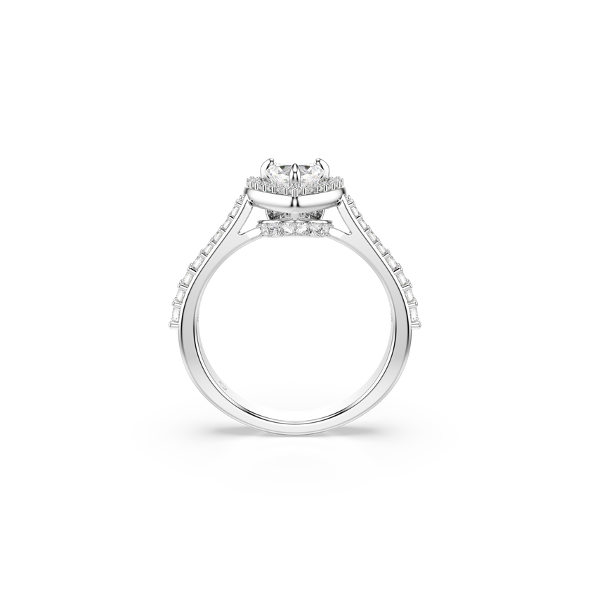swarovski una angelic motif ring  mixed cuts  heart  white  rhodium plated