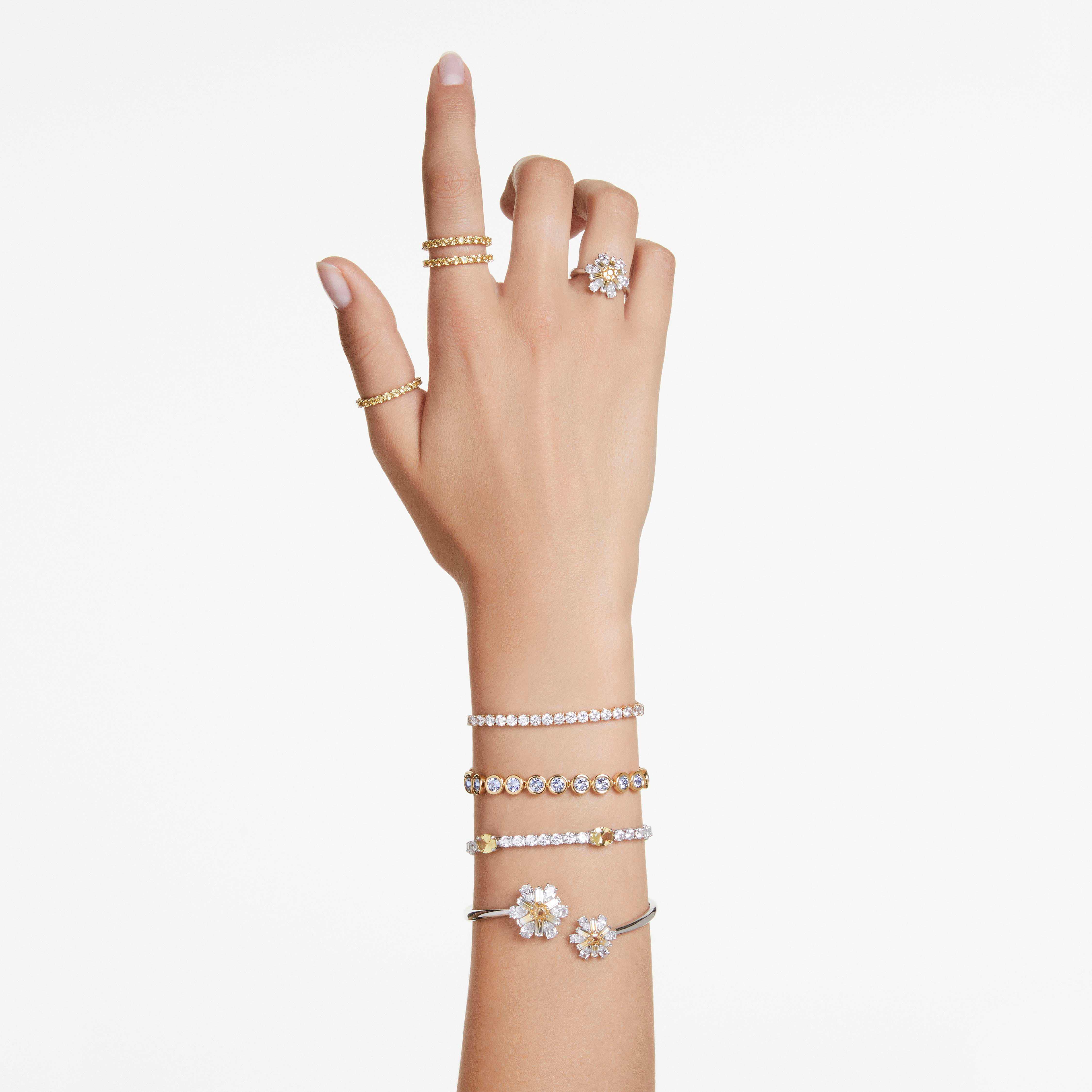 Buy Swarovski Idyllia bangle, Flower, Yellow, Rhodium plated Buy Swarovski Idyllia bangle, Flower, Yellow, Rhodium plated