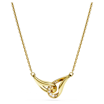swarovski classica pendant  round cut  interlocking  white  sterling silver  18k gold finish