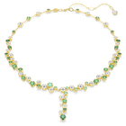 swarovski constella y necklace mixed cuts green gold tone plated