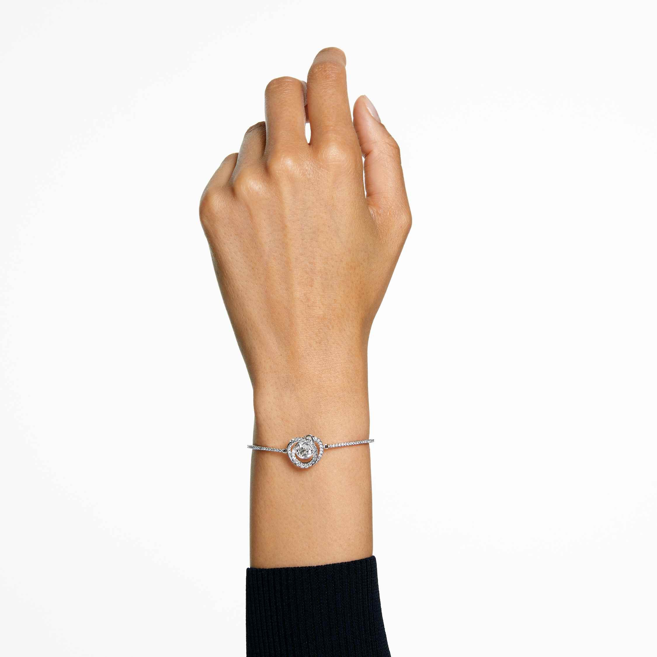 swarovski generation bangle  white  rhodium plated