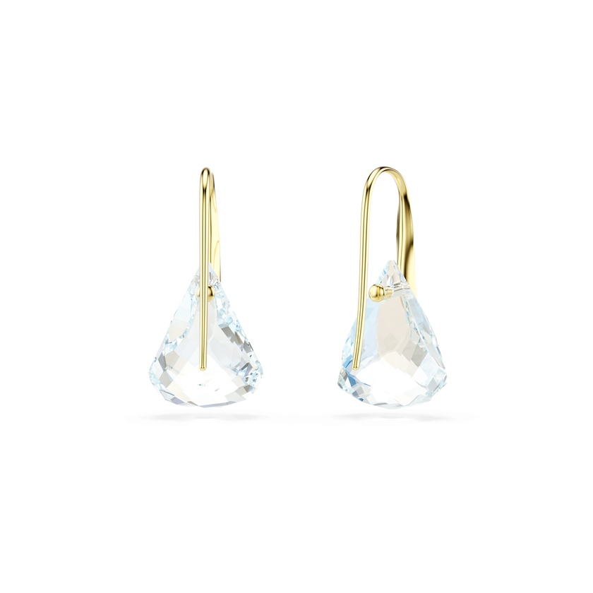 swarovski lunar drop earrings  oval cut  white  18k gold finish