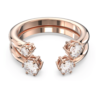 swarovski constella ring  set  2   round cut  white  rose gold tone plated