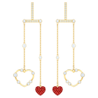 OXO Pierced Earrings Mobile, Red, Gold plating